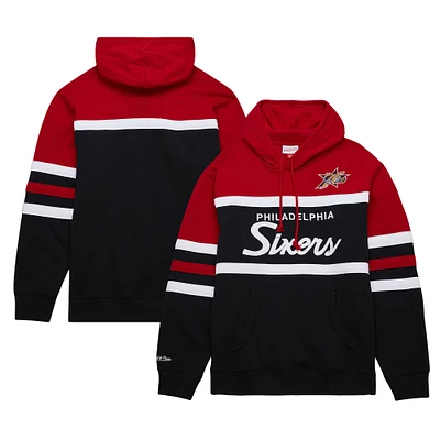 Men's Mitchell & Ness Black/Red Philadelphia 76ers Head Coach Pullover Hoodie