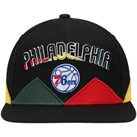 Casquette Mitchell & Ness pour homme noire Philadelphia 76ers Black History Month Snapback