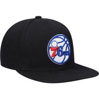 Men's Mitchell & Ness Black Philadelphia 76ers English Dropback - Snapback Hat