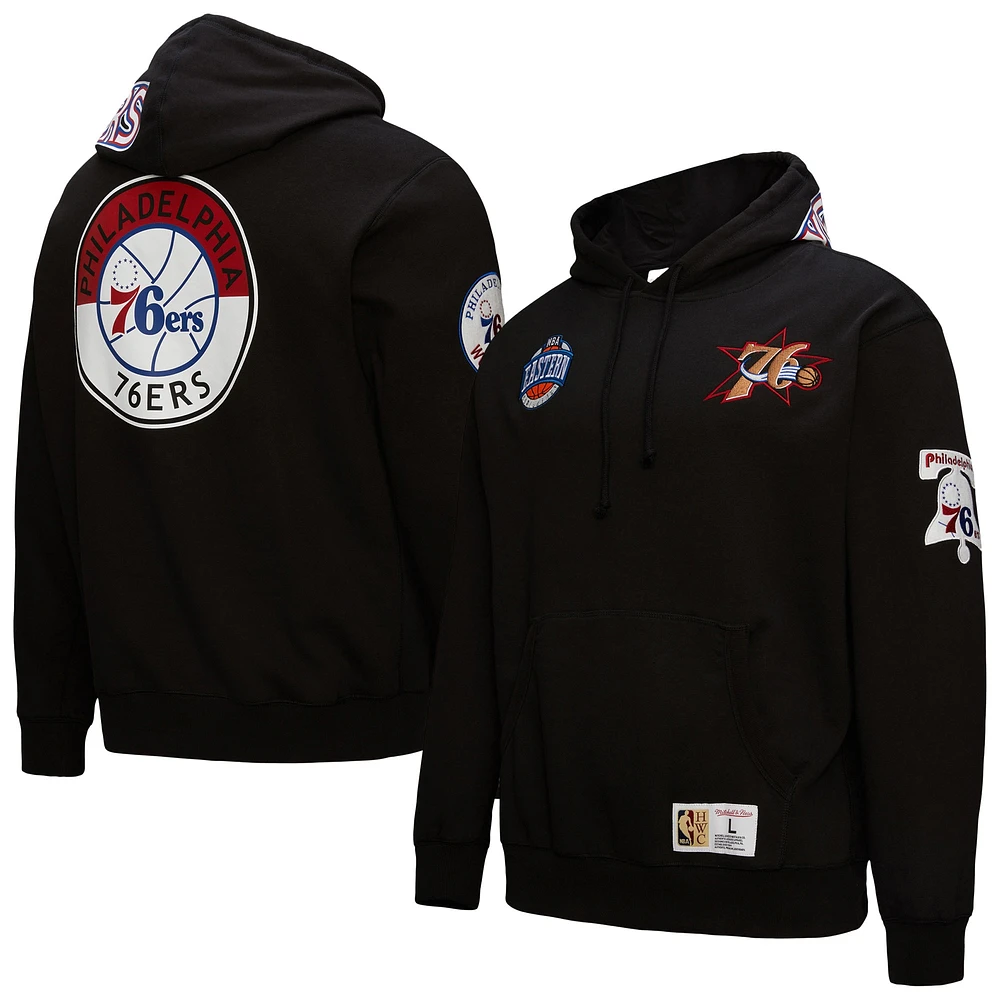 Sweat à capuche noir pour homme de la collection Blackout Hardwood Classics des Philadelphia 76ers Mitchell & Ness