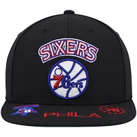 Men's Mitchell & Ness Black Philadelphia 76ers Hardwood Classics Front Loaded Snapback Hat