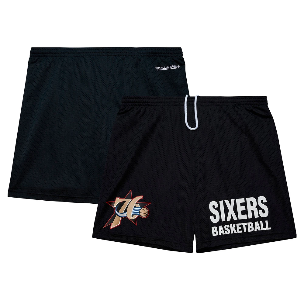 Short en maille Hardwood Classics Gameday noir pour homme des Philadelphia 76ers de Mitchell & Ness