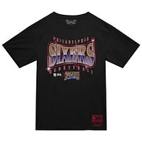 Men's Mitchell & Ness  Black Philadelphia 76ers Worldwide Collection Glow Up T-Shirt