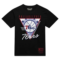 Men's Mitchell & Ness  Black Philadelphia 76ers Worldwide Collection Tri-Logo T-Shirt