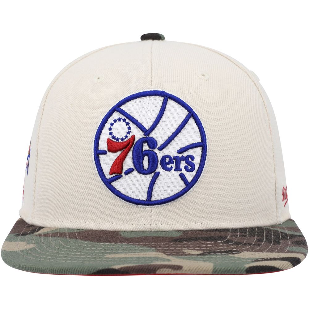 Men's Mitchell & Ness Cream/Camo Philadelphia 76ers Hardwood Classics 1976 NBA All-Star Game Off White Camo Fitted Hat