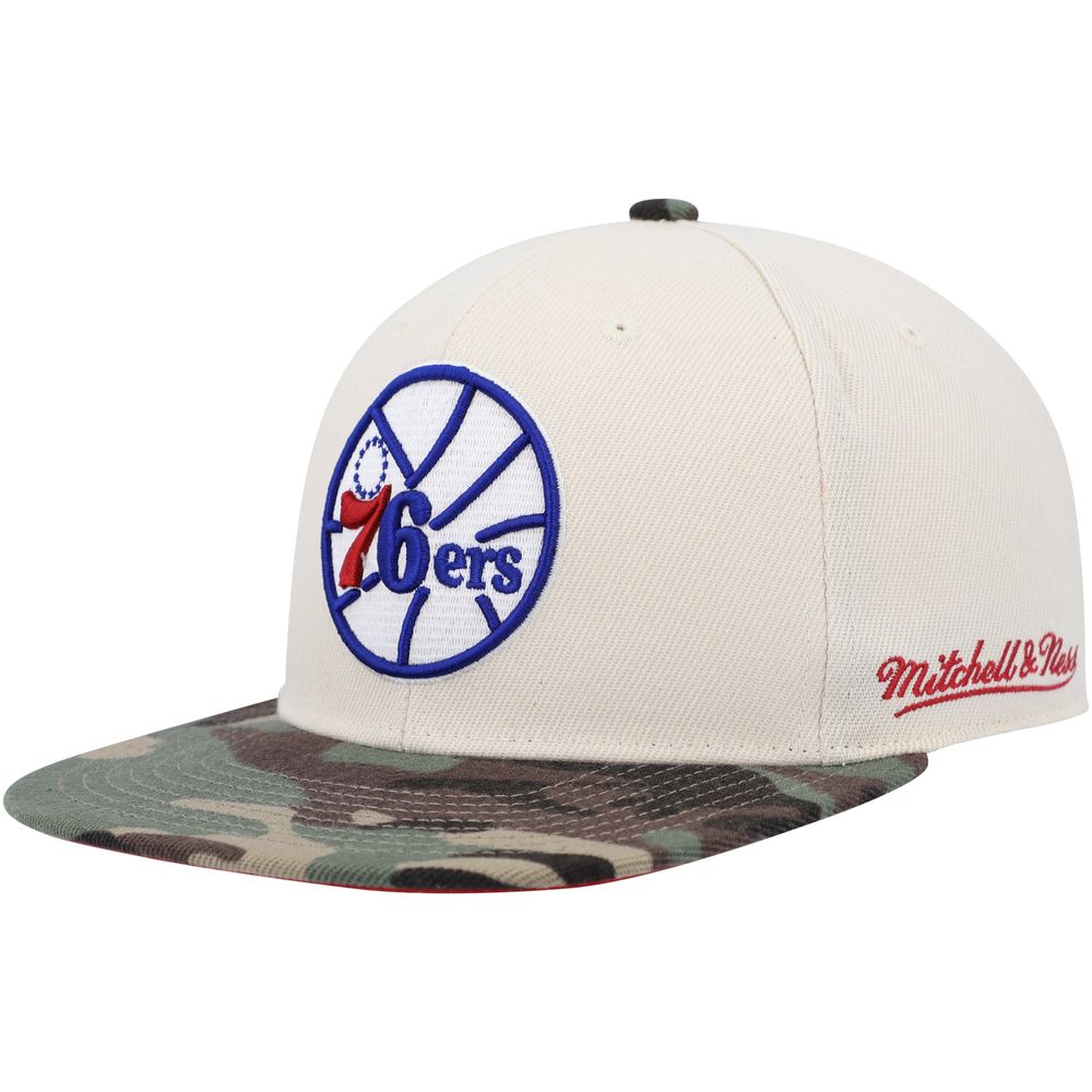 Men's Mitchell & Ness Cream/Camo Philadelphia 76ers Hardwood Classics 1976 NBA All-Star Game Off White Camo Fitted Hat