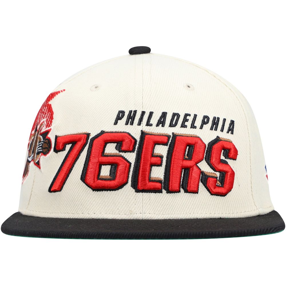 Men's Mitchell & Ness Cream Philadelphia 76ers Hardwood Classics 1996 NBA Draft Day - Snapback Hat