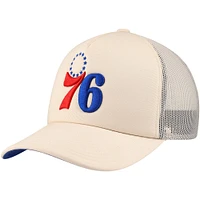 Casquette réglable de camionneur crème Philadelphia 76ers Mitchell & Ness pour hommes