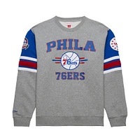 Sweat-shirt à capuche gris chiné pour homme Mitchell & Ness Philadelphia 76ers Hardwood Classics All Over 4.0