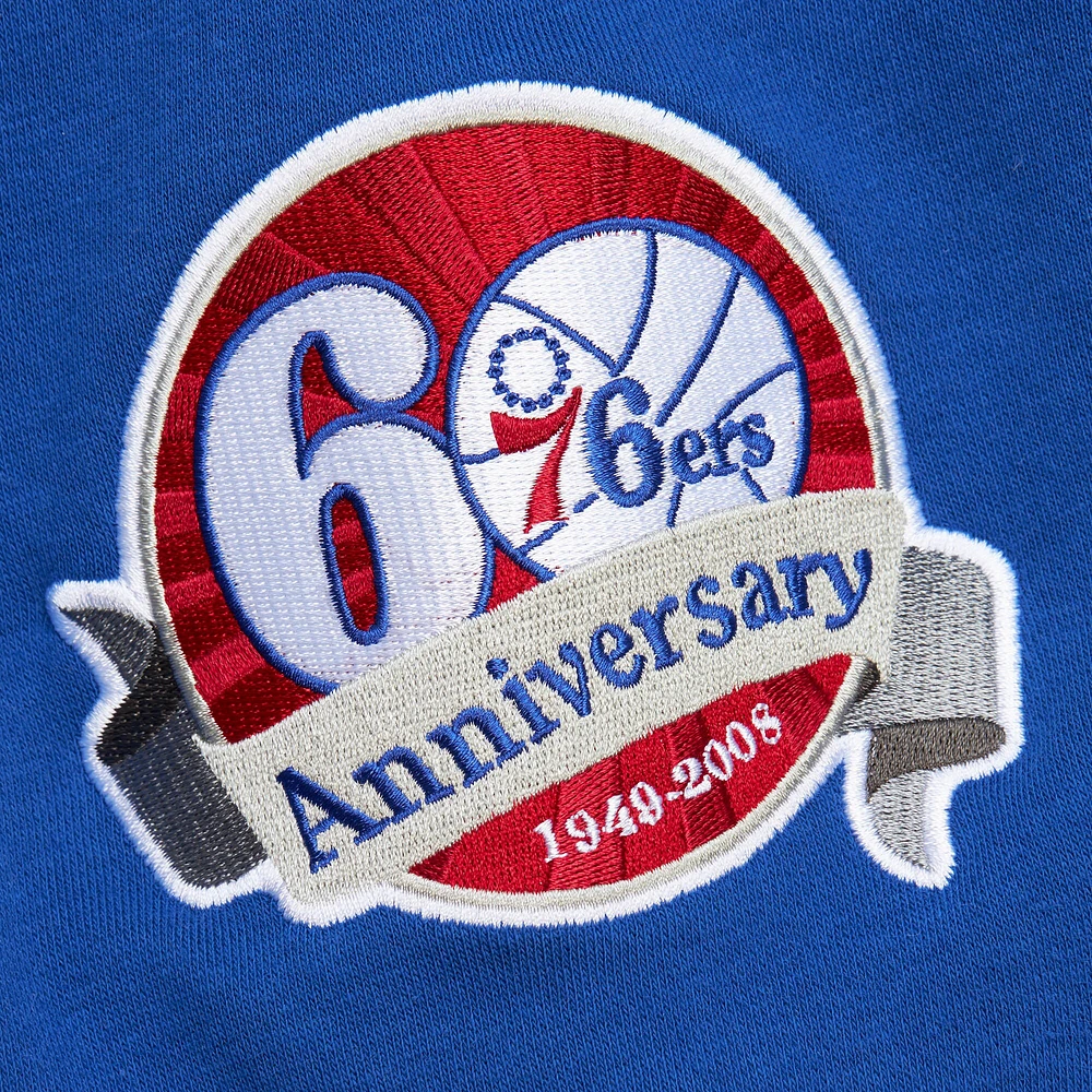 Sweat-shirt à capuche gris chiné pour homme Mitchell & Ness Philadelphia 76ers Hardwood Classics All Over 4.0