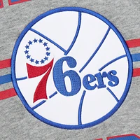 Sweat-shirt à capuche gris chiné pour homme Mitchell & Ness Philadelphia 76ers Hardwood Classics All Over 4.0