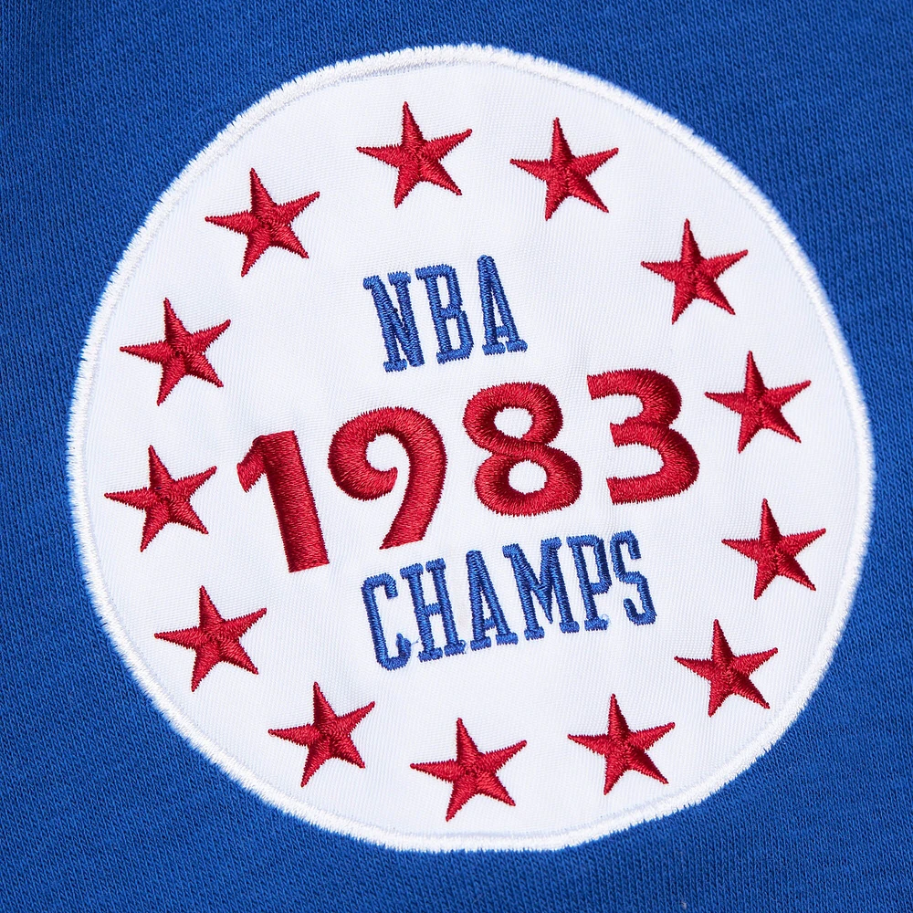 Sweat-shirt à capuche gris chiné pour homme Mitchell & Ness Philadelphia 76ers Hardwood Classics All Over 4.0