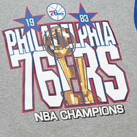 Men's Mitchell & Ness Heather Gray Philadelphia 76ers Hardwood Classics All Over 4.0 Pullover Sweatshirt