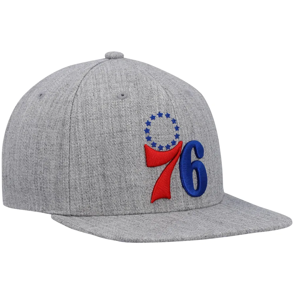 Men's Mitchell & Ness Heathered Gray Philadelphia 76ers 2.0 Snapback Hat