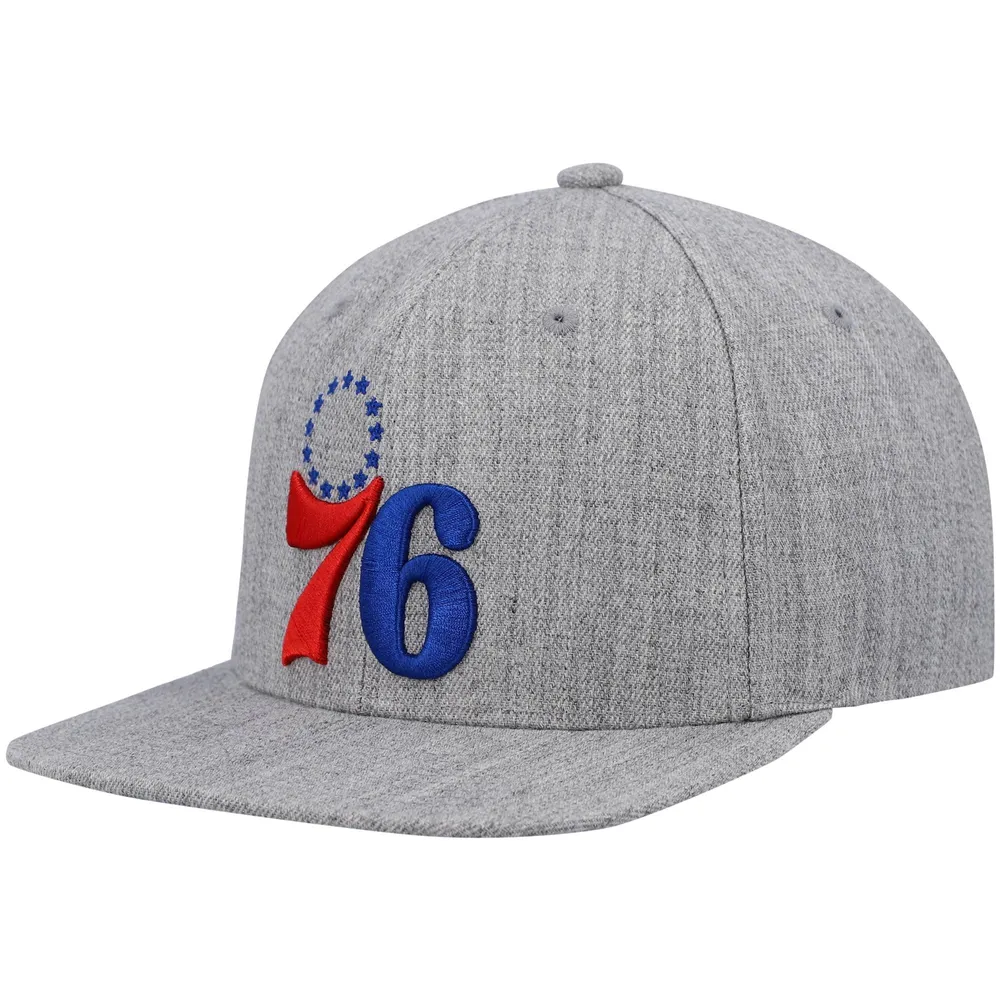 Men's Mitchell & Ness Heathered Gray Philadelphia 76ers 2.0 Snapback Hat