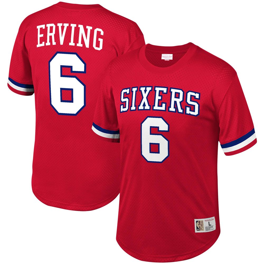 Men's Mitchell & Ness Julius Erving Red Philadelphia 76ers Mesh T-Shirt