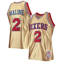 Men's Mitchell & Ness Moses Malone Gold Philadelphia 76ers 75th Anniversary 1982/83 Hardwood Classics Swingman Jersey