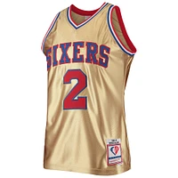 Maillot Homme Mitchell & Ness Moses Malone Or Philadelphia 76ers 75e Anniversaire 1982/83 Hardwood Classics Swingman