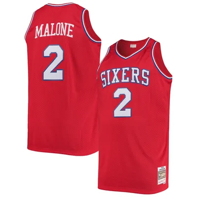 Moses Malone Philadelphia 76ers Mitchell & Ness Big Tall Hardwood Classics Jersey - Red