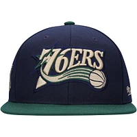 Men's Mitchell & Ness Navy/Green Philadelphia 76ers Hardwood Classics Grassland Fitted Hat