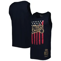 Débardeur marine Mitchell & Ness Philadelphia 76ers Hardwood Classics Americana Stars and Stripes pour hommes