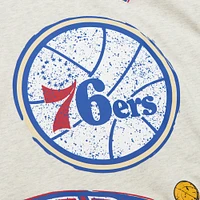 T-shirt rétro de championnat Mitchell & Ness Oatmeal Philadelphia 76ers Hardwood Classics Legacy Defined pour homme