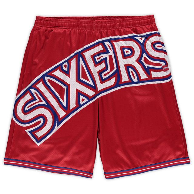 Short rouge Mitchell & Ness Philadelphia 76ers Big Tall Hardwood Classics Face 2.0 pour hommes