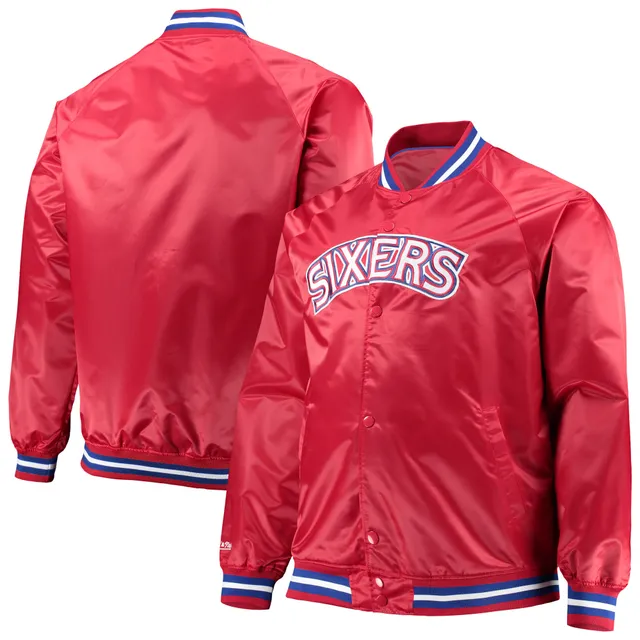 Men's Mitchell & Ness Navy/Red Atlanta Braves Big Tall Coaches Satin Full-Snap Jacket