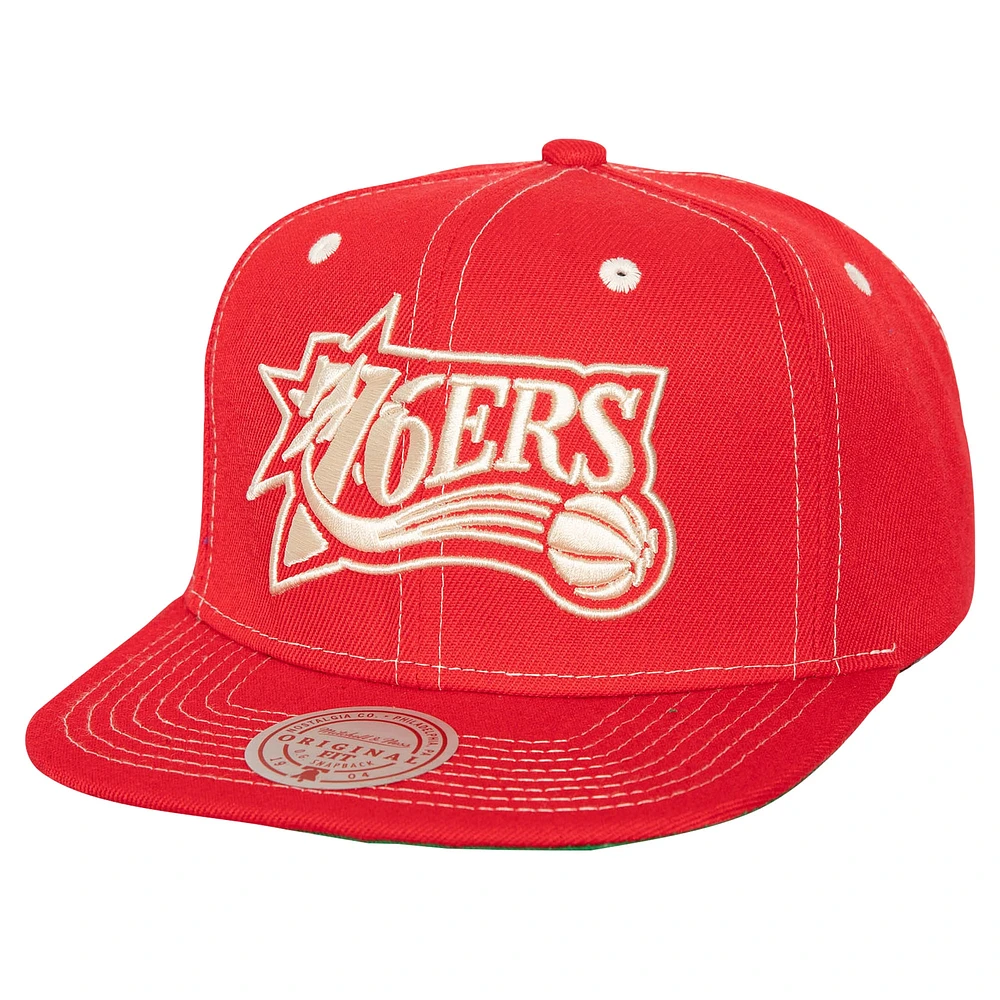 Casquette Snapback Energy Contraste Rouge Philadelphia 76ers Mitchell & Ness pour hommes