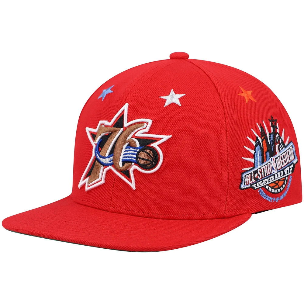 Casquette pour homme Mitchell & Ness Red Philadelphia 76ers Hardwood Classics 1997 NBA All-Star Weekend Top Star Snapback