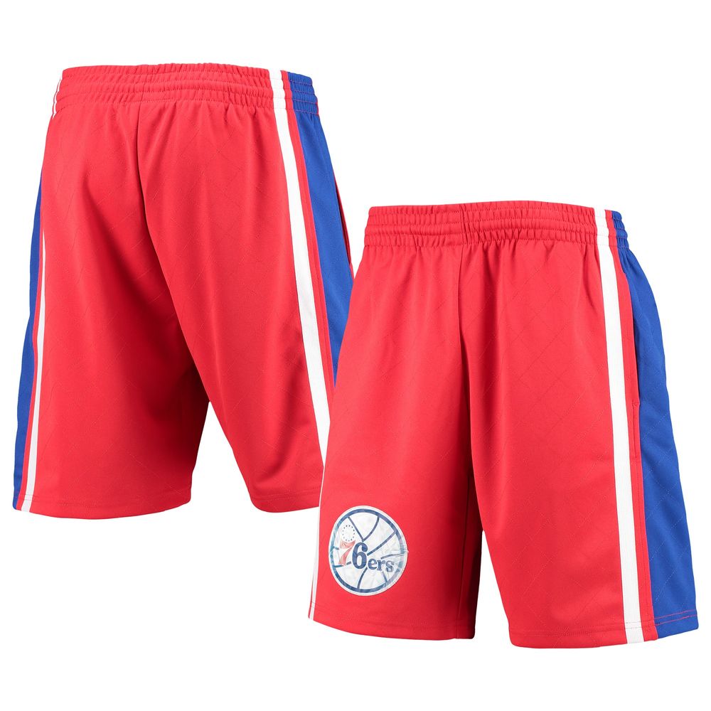 Men's Mitchell & Ness Red Philadelphia 76ers Hardwood Classics 75th Anniversary Swingman Shorts