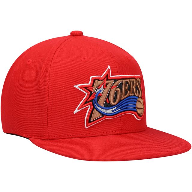 Mitchell & Ness pour homme Red Philadelphia 76ers Hardwood Classics English Dropback - Casquette Snapback