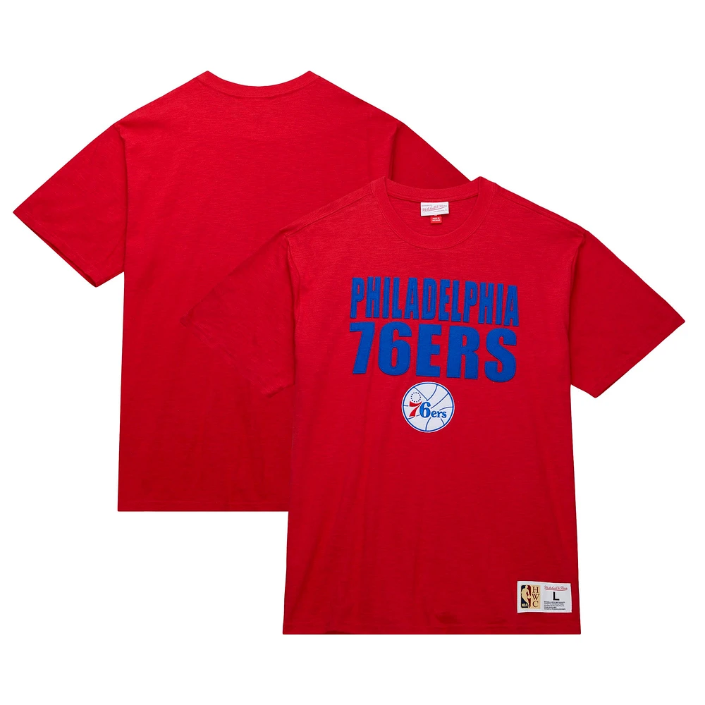 T-shirt flammé légendaire pour homme Mitchell & Ness Philadelphia 76ers Hardwood Classics rouge