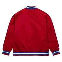 Men's Mitchell & Ness Red Philadelphia 76ers Hardwood Classics  Throwback Wordmark Raglan Full-Snap Jacket