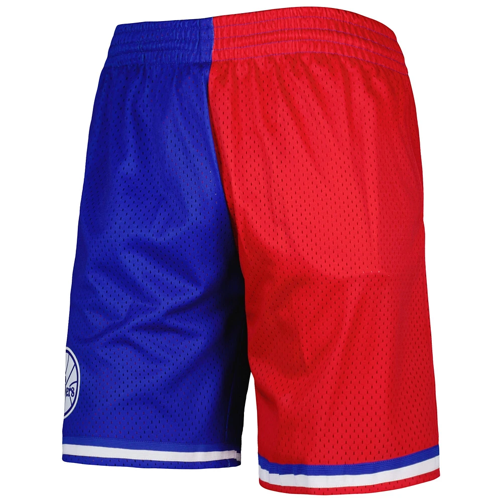 Short Swingman fendu Mitchell & Ness Royal/Rouge Philadelphia 76ers Hardwood Classics 1982 pour hommes