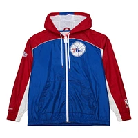 Veste coupe-vent entièrement zippée Mitchell & Ness Royal/Red Philadelphia 76ers Hardwood Classics Big Shot Premium pour homme