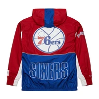 Men's Mitchell & Ness Royal/Red Philadelphia 76ers Hardwood Classics Big Shot Premium Full-Zip Windbreaker Jacket