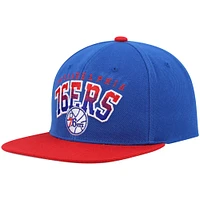 Casquette pour homme Mitchell & Ness Royal/Red Philadelphia 76ers Hardwood Classics Gradient Wordmark Snapback