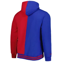 Men's Mitchell & Ness Royal/Red Philadelphia 76ers Hardwood Classics Split Pullover Hoodie