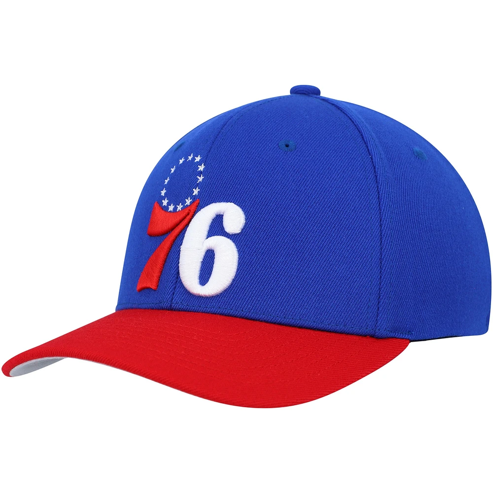 Men's Mitchell & Ness Royal/Red Philadelphia 76ers MVP Team Two-Tone 2.0 Stretch-Snapback Hat