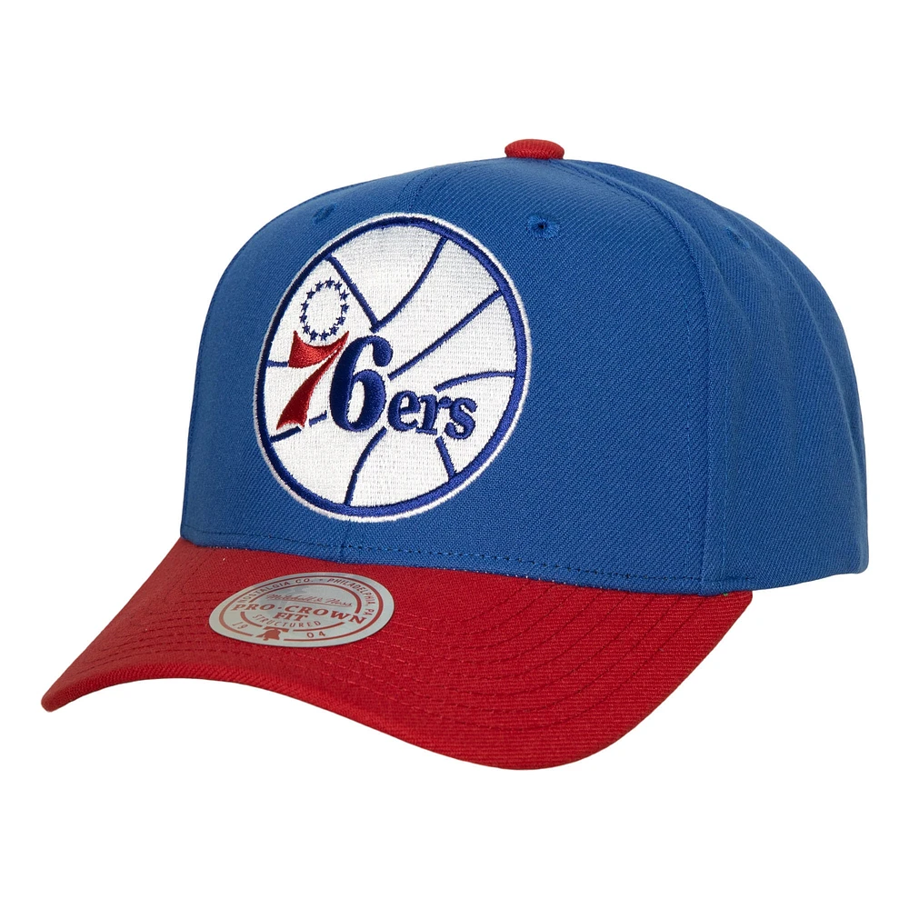 Casquette Snapback Mitchell & Ness Royal/Rouge Philadelphia 76ers Soul XL Logo Pro Crown pour hommes