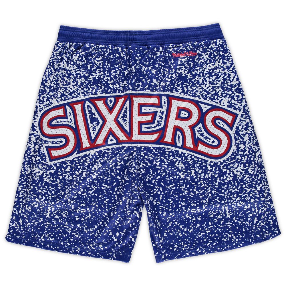 Men's Mitchell & Ness Royal Philadelphia 76ers Big Tall Hardwood Classics Jumbotron Shorts