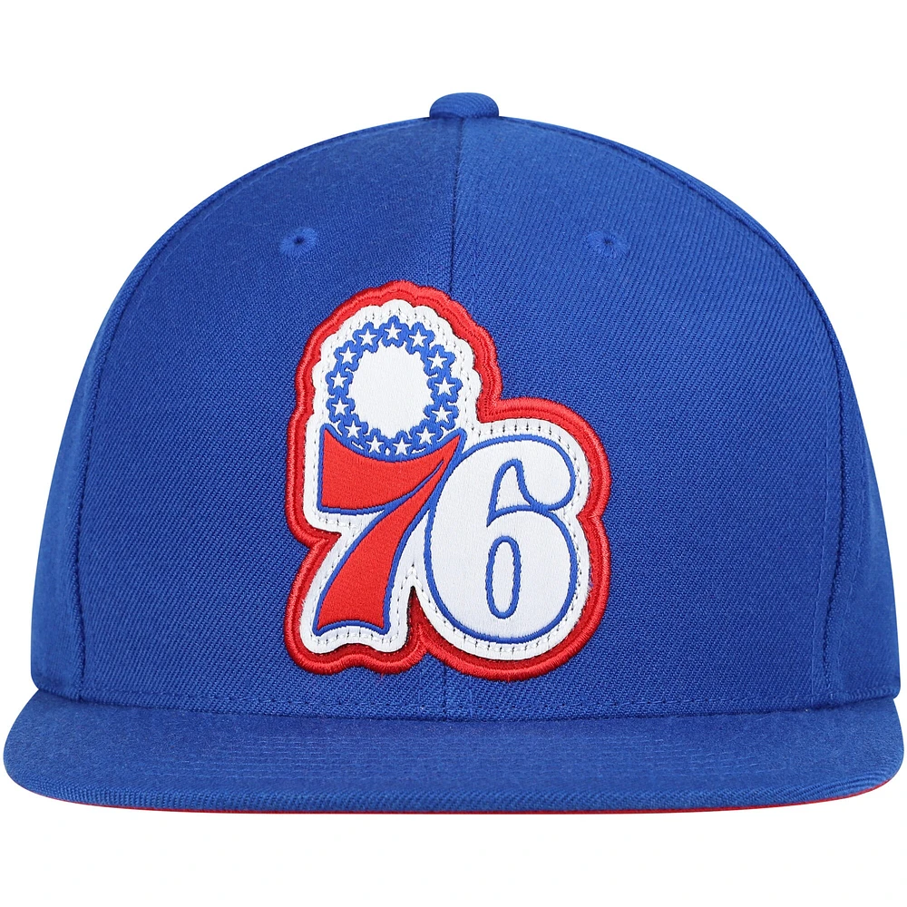 Men's Mitchell & Ness Royal Philadelphia 76ers Hardwood Classics Pop Snapback Hat