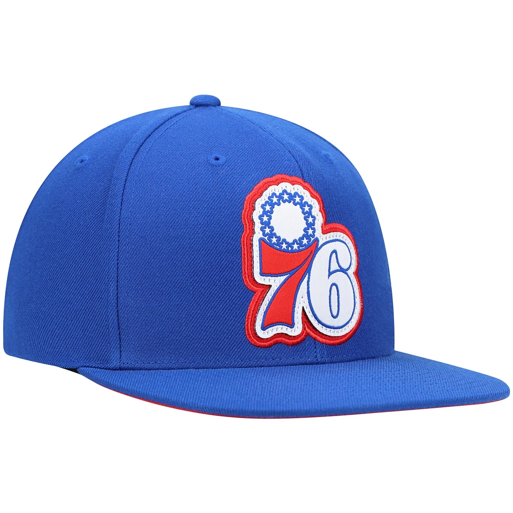 Casquette Snapback Pop Mitchell & Ness Royal Philadelphia 76ers Hardwood Classics pour hommes