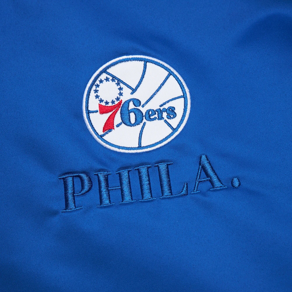 Men's Mitchell & Ness Royal Philadelphia 76ers Hardwood Classics Team OG 3.0 Lightweight Satin Full-Snap Jacket