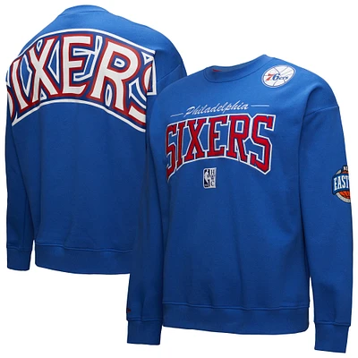 Men's Mitchell & Ness Royal Philadelphia 76ers Hardwood Classics There Back 2.0 Vintage Pullover Sweatshirt