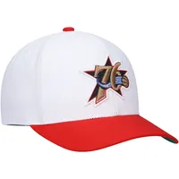 Casquette Mitchell & Ness pour homme Philadelphia 76ers Hardwood Classics Core 2-Tone 2.0 Pro Snapback Blanc/Rouge