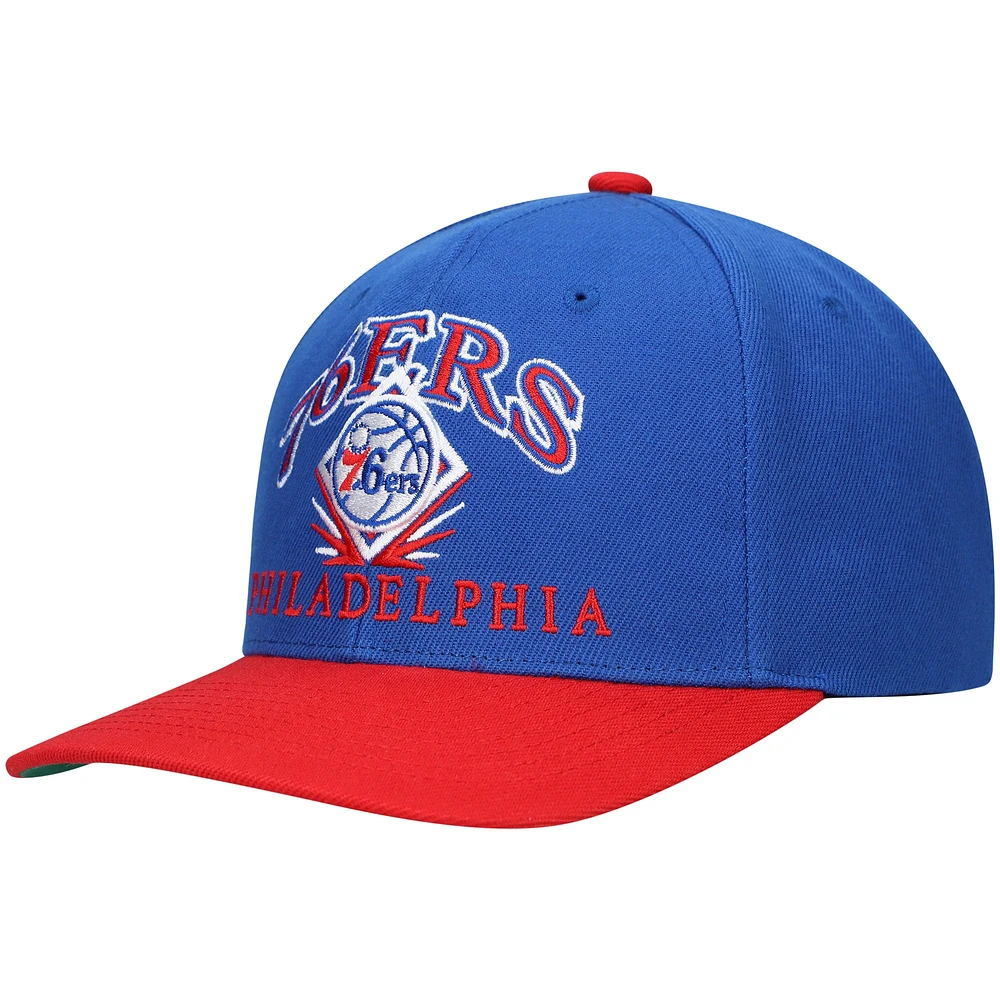 Casquette Mitchell & Ness x Lids Royal/Red Philadelphia 76ers All Pro Classic Snapback pour homme