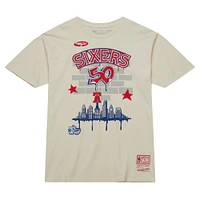 Men's Mitchell & Ness x Tats Cru Cream Philadelphia 76ers Hardwood Classics City T-Shirt