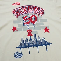 Men's Mitchell & Ness x Tats Cru Cream Philadelphia 76ers Hardwood Classics City T-Shirt